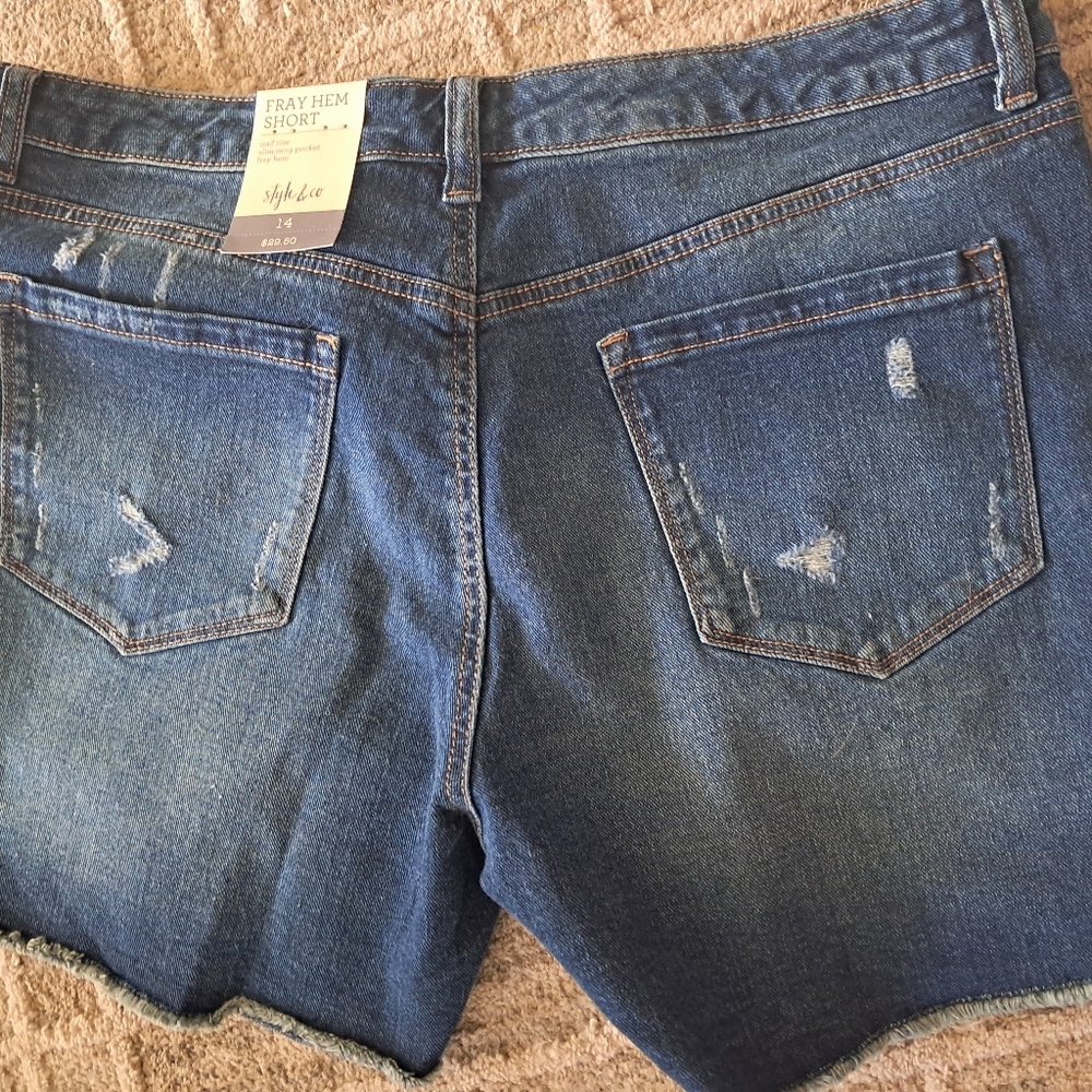Style & Co. Blue Fray Hem Shorts